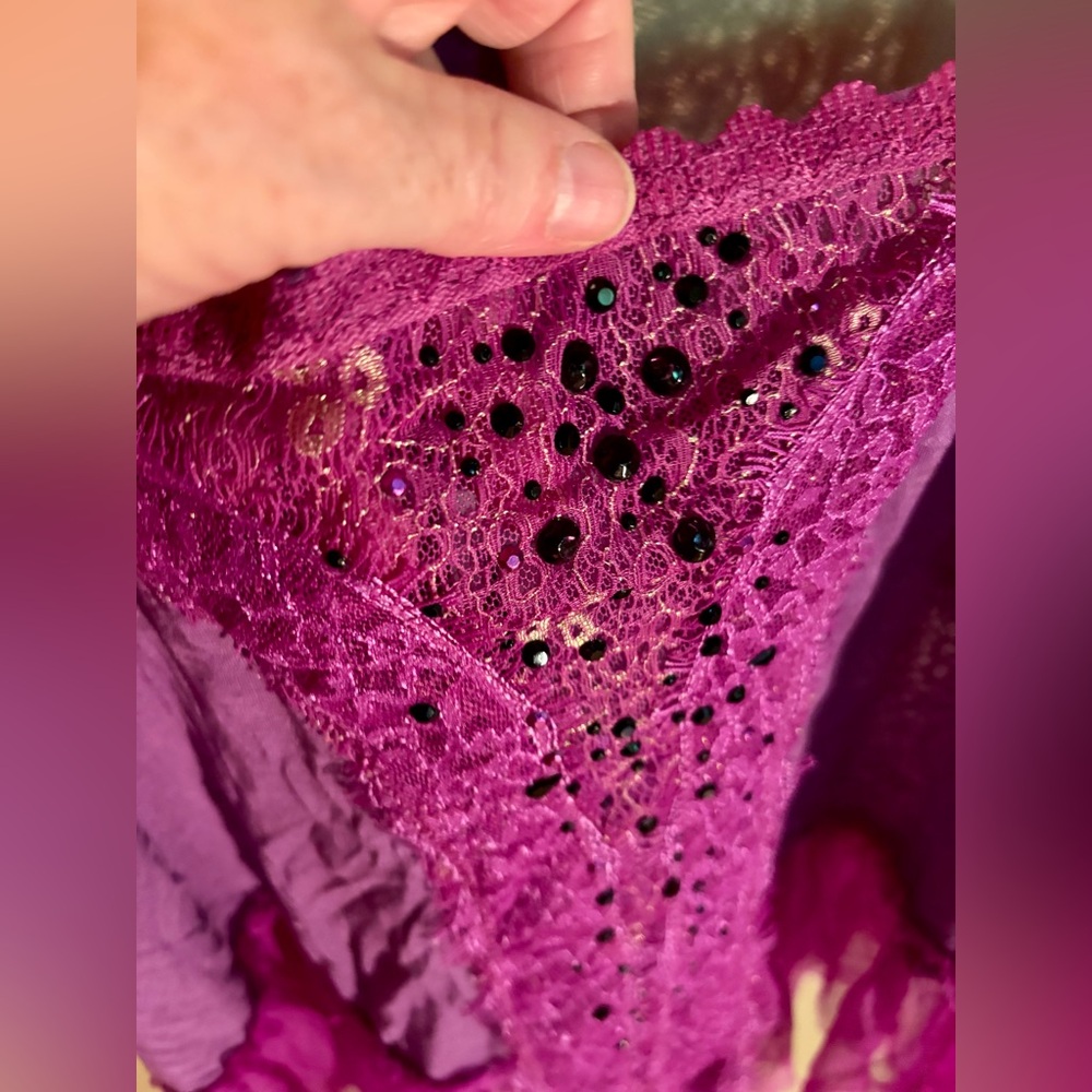 ⭐️Free People Rhinestone Whimsy Strappy Lace Camisole in Violet XS⭐️NWT RARE - Picture 3 of 10